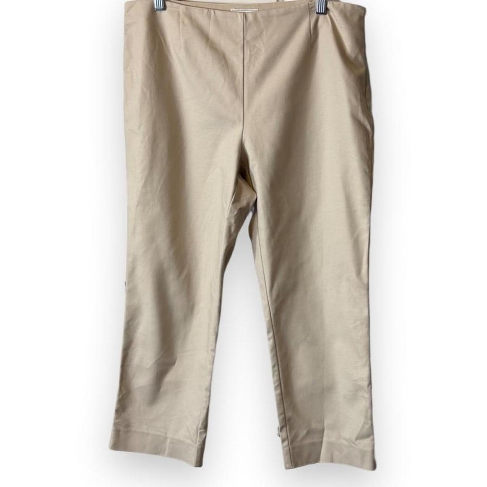Charter Club Cream Flat Front Cropped Pants, Women's Size 12